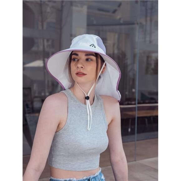 UV Sun Protection Hat Women Foldable Neck Flap Wide Brim Fishing hat - Picture 6 of 7